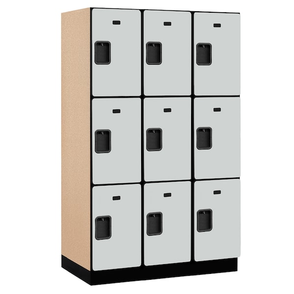 Wardrobe Locker, 45" W, 21" D, 76" H, (3) Wide, (9) Openings, Gray